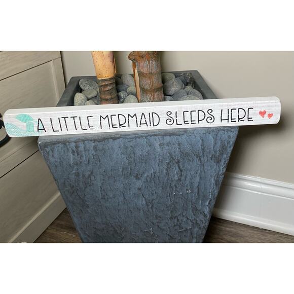 Girls Room Sign -A Little Mermaid Sleeps Here, White - Picture 2 of 4